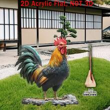 Hiasan Halaman Ayam Jantan Akrilik 2D yang Cerah, Dekorasi Luar Ruangan Tahan Cuaca untuk Pot Bunga, Halaman Rumput, dan Halaman Belakang, Unik - C - View 4