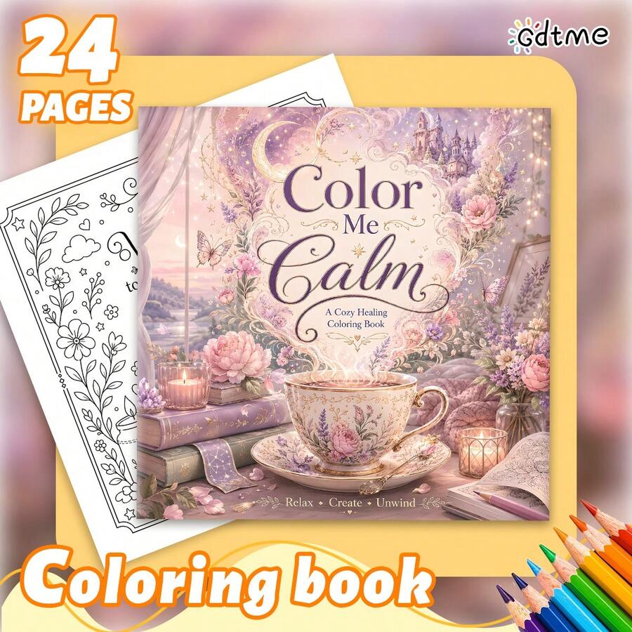 GDTME Libro de colorear acogedor y curativo, Jardín de Cottage, Rincón tranquilo y páginas de arte con citas positivas suaves, Papel grueso de una sola cara, Libro de pasatiempos con estética de colores pastel, Regalo perfecto para el Día del Padre, Halloween, Navidad y todas las fiestas festivas