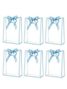 10 pièces/5 pièces/1 pièce Sacs cadeaux en plastique transparent avec bordure en ruban de satin vert, sacs de transport pour emballage de cadeaux de fête, rangement et organisation d'articles, convient pour les mariages, les célébrations d'anniversaire, les fêtes à thème, les enterrements de vie de jeune fille, les pendaisons de crémaillère, les événements à thème vintage, les anniversaires, les célébrations de la rentrée scolaire, les douches de mariée - Taille unique - Voir 9