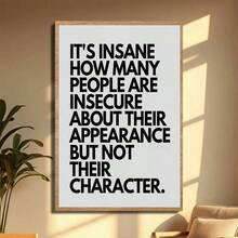 1pc Modern Minimalist Black & White Typography Canvas Poster, Quote "It's Surprising How Many People Are Insecure About Their Appearance, Yet Don't Care About Their Character", Suitable For Living Room, Study, Office, Wall Art Decor, Unframed - Simple - View 7