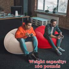 TAIMASI 1pc Beanless Bag Inflatable Lounge Chair, Flocking Multifunctional Portable Inflatable Sofa, Round Single Sofa For Living Room, Office Lunch Break, Outdoor Picnic Camping - Perfect For Labor Day, Thanksgiving, Christmas, And New Year's Outdoor Gatherings And Gifts - Màu xanh lam - Xem 4