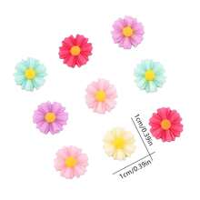 100入 1cm 多色迷你平底雛菊樹脂花 手作創意DIY婚禮貼花 釘飾美甲裝飾手工藝品 無背膠 - 彩色 - 查看 3