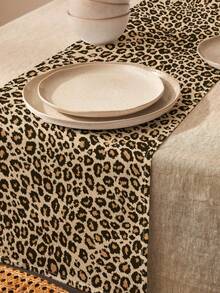 1pc Classic Leopard Print Linen Table Runner, Suitable For Holidays, Parties, Birthdays, Dinners, Kitchen & Dining Room Decor, Shoe Cabinet & Storage Cabinet Cover, All-Season Room Decor & Home Textile - Multicolor - View 14