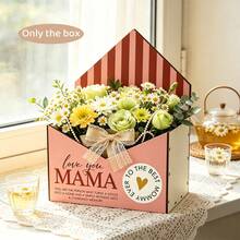 1pc Mother's Day Wooden Storage Basket, Holiday Decoration Box, Engraved With 'Happy Mother's Day', Warm Holiday Scene Decor, Floral And Gift Storage Container - Multicolor - View 6