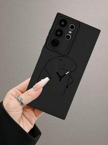 1 buah Casing Pelindung Lembut Matte Hitam Kompatibel dengan Apple, dengan Desain Seni Garis Abstrak 2D Unik, Kreatif, Minimalis, dan Estetik. - Hitam - View 4