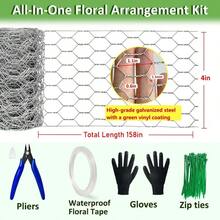Floral Chicken Wire Kit, 4x 158Lightweight Chicken Wire Floral Arrangement, Hexagonal Galvanized Chicken Wire Netting With Floral Tape, Plier, Tie, Gloves(Silver, 4x 158) - Silver - View 6