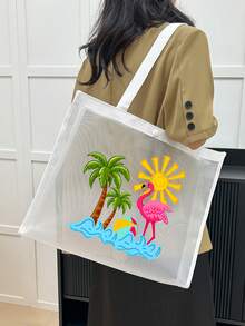 Juego de Bolsas de Malla de Gran Capacidad, Bolsa de Malla con Estampado de "Playa", Bolsa de Playa de Malla, Bolsa de Cosméticos de Malla, Bolsa de Playa Plegable de Gran Capacidad, Imperme - Multicolor 13 - Ver 4