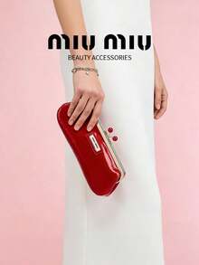 Miu Miu Túi đựng mỹ phẩm Kiss cổ điển, túi trang điểm du lịch tiện dụng có khóa bấm, túi đeo chéo, thích hợp cho tiệc sinh nhật, dã ngoại, làm quà tặng cho bạn bè và gia đình, quà Giáng sinh. - Đỏ - Xem 4