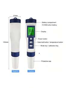 Comprobador Digital 5 En 1 De Ph ec tds temp. salinidad Medidor de Calidad del Agua Probador de Medidor PH EC Temperatura TDS Salinidad - como en la imagen - Ver 4
