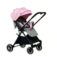 Carriola para Bebé Reversible y Plegable, Carriola de Paseo Ligera con Asiento Ajustable de Dos Vías, Cochecito Portátil de Viaje - Rosa - Ver 7