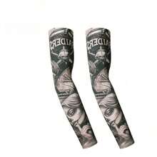 Men Summer Outdoor Cycling Motorcycle Tattoo Printed Ice Silk Sun Protection Arm Sleeves, Breathable Cooling Arm Covers For Daily Shading Use - Multicolor - View 21