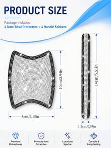 8pcs/4pcs Película Protectora de Manija de Puerta de Coche con Brillo de Cristal, Ajuste Universal para SUV, Sedán, Camioneta, Pegatinas Protectoras de Cuenco de Puerta, Accesorios Decorativos Anti-Arañazos para Coche - Estilo A - Ver 2