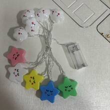 1 PC LED雲朵與星星串燈/彩色星雲混色LED串燈，電池盒供電（不含電池），適合居家氛圍營造、派對裝飾、婚禮佈置及家居擺設 - 多色星星+雲朵 暖光 - 查看 6