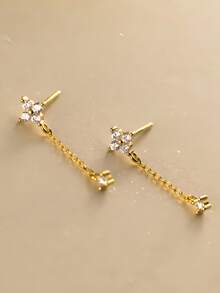 Anting-anting Rumbai Berlian Imitasi Bentuk Daun Semanggi Empat Kelopak - Anting Rumbai - View 4