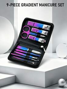 Juego de Cortaúñas de Acero Inoxidable con Degradado de Colores, Kit de Herramientas de Belleza para Manicura con Estuche con Cremallera, Cuidado de Uñas y Eliminación de Piel Muerta - Multicolor - Ver 14