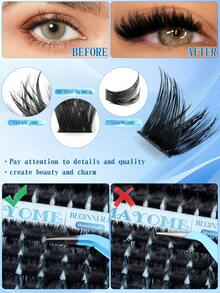 440/480pcs Individual Eyelashes Diy At Home, Soft And Natural Look Fake Lashes Extensions Beginner Friendly, Thick Fluffy, Long Lasting Segmented Lashes For Daily,Wedding,Night Party,Cosplay,Stage Eyes Makeup, Gift For Women. - D - View 10