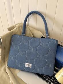 Korean Style Dopamine Color Block 16-Inch Laptop Bag, Versatile Shoulder Bag & Backpack, Large Capacity Commuter Bag For Women - Blue - View 3