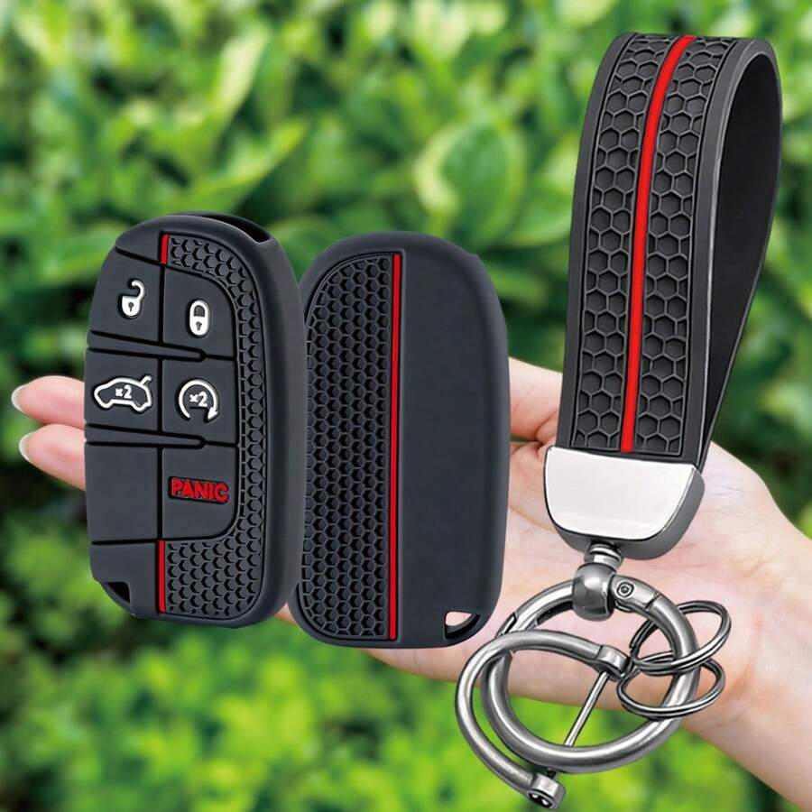 Bao da bảo vệ chìa khóa xe hơi bằng silicon cho Grand Cherokee Compass Dodge Charger Chrysler 200 300 300C, phụ kiện ô tô. - A - Xem 1