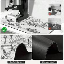 1 pieza Felpudo de secado de platos con estampado de gallo y gallina de estilo rústico, almohadilla absorbente y de secado rápido para encimera de cocina, mesa de comedor, barra de café, felpudo de drenaje versátil, regalo de decoración del hogar - XYLSD-445 - Ver 10
