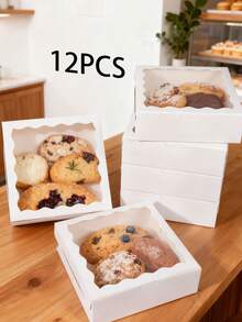 12/6PCS/1PC/20.32 X 20.38 Cm Bread Box/Pie Box/Cookie Box/Chocolate Strawberry Box/Cake Box/Suitable For Wedding/Birthday/Christmas/Holiday - White - View 14