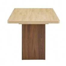 Extendable Wood-Effect Dining Table With Storage Space, Two Sizes 130cm/160cm, Walnut-Colored MDF Frame, With Removable Compartments, Suitable For Small Apartments And For 4 To 8 People. - 自然色 - 查看 11