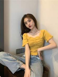 Women Tops - Yellow - View 7