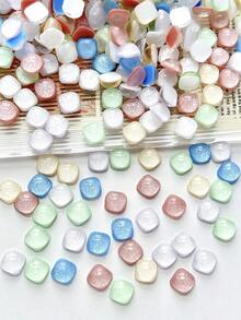 30Pcs Random Mixed Multicolor Square Flatback Nail Rhinestones Transparent Resin Square Nail Gems Sparkly Square Gem Nail Decorations For DIY Manicure Crafts, Makeup & Tumbler Decorations - Multicolor - View 5