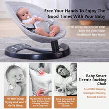 Columpio Eléctrico para Bebé Multifuncional, Mecedora Eléctrica con Control Remoto, Bluetooth y Música, Silla Mecedora para Dormir Recién Nacidos - Gris - Ver 3