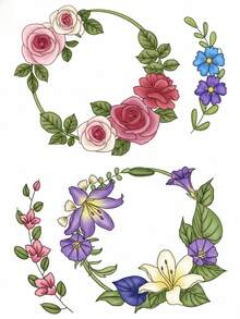 4-Sheet Colorful Floral Wreath Embroidery Stabilizer - Water-Soluble Self-Adhesive Stickers For DIY Hand Sewing Crafts - A - View 9