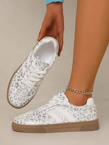 2026 New Solid Color Casual Fabric Lace-Up Versatile Women's Outdoor German Trainer Sneakers - Silver - View 8
