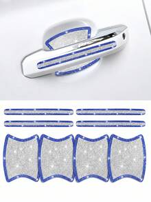 8pcs/4pcs Película Protectora de Manija de Puerta de Coche con Brillo de Cristal, Ajuste Universal para SUV, Sedán, Camioneta, Pegatinas Protectoras de Cuenco de Puerta, Accesorios Decorativos Anti-Arañazos para Coche - Estilo A - Ver 16