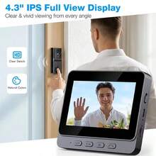 Wireless Video Doorbell, No Wifi/App Needed. Features 10.92cm Screen, Wireless Video Visual Doorbell Security Kits Support Infrared Night Vision, Dual-Way Intercom, For Villa Home Office Apartment - View 3