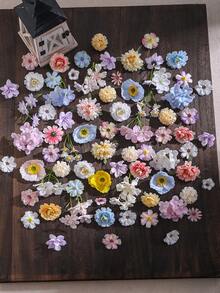50入/100入人造雛菊花頭，合成迷你花朵，適用婚禮手工、居家客廳牆面桌面裝飾、派對生日禮物 - 彩色 - 查看 5