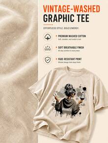 Women's Spring And Summer Printed White T-Shirt With Slogan From The Korean Drama "My Treatment", Stylish And Decent Theme Park Travel Clothes, Ideal For Travel And Tourism, Fashionable Short-Sleeved Round Neck Top. - 杏色 - 查看 4