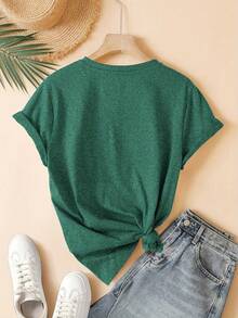 Red Flame Design And Print X Digital Print Short Sleeve Unisex Pure Cotton Loose And Comfortable - Green - View 2