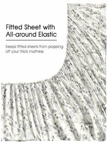 Bộ 4 món ga giường họa tiết lá hoa thực vật, chất liệu microfiber mềm dễ chăm sóc, ga chun hoa (1 ga phẳng + 1 ga chun + 2 vỏ gối), size King Queen Full TWIN, túi sâu đến 11.8 inch, vỏ gối mềm thoáng khí chống nhăn, phong cách khách sạn sang trọng, quà tặng cho bố mẹ và bạn bè - Nhiều màu - Xem 5