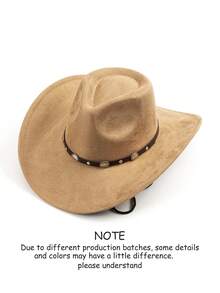 1 pieza Sombrero de mujer estilo occidental de ante | Decoración de metal vintage con diseño de cuerda al viento | Adecuado para uso casual, actuaciones en el escenario, reuniones al aire libre, múltiples colores disponibles, aplicable para primavera/otoño - A - Ver 8