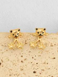 1 Paar süße Katzenohren Ohrringe, Legierung Ohrstecker, Vintage Tier Schmuck, Geschenk für Feiertage, geeignet für Frauen, Alltagstragen und Partys in jeder Jahreszeit - Stil 6 - Übersicht 2