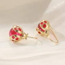 Fashionable Retro Red Bead Insect Shaped Pendant Earrings, Women's Handmade Jewelry, Suitable For Travel And Vacation - Two-color - View 4
