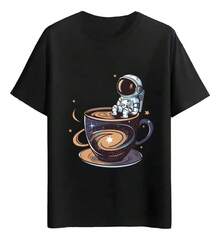 Playeras Astronauta En Taza Cósmica - Negro - Ver 1