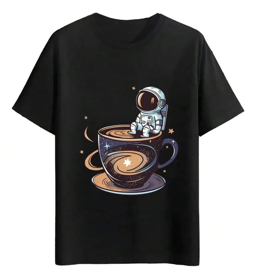 Playeras Astronauta En Taza Cósmica - Negro - Ver 1