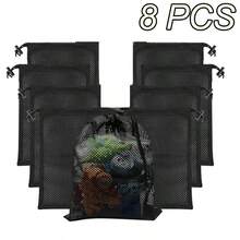 8 piezas Bolsas de malla con cordón,Dormitorio - Negro - Ver 2