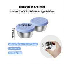 2/6pcs Portable Salad Dressing Containers, 1.6oz Small Stainless Steel Sauce Cups With Leak-Proof Silicone Lids, Suitable For Lunch Boxes, Picnics And Travel, Back To School Lunch Accessories, Kitchen Storage, Meal Prep - Multicolor - View 17