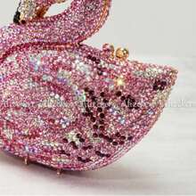 Swan Shaped Diamonds Evening Bags New Gorgeous Sparkling Rhinestones Metallic Clutch Purses And Handbags Wedding Party Women Luxury Swan Rhinestone Evening Clutch Elegant Crystal Purse Bridal Wedding Handbag For Prom Cocktail  Party - 粉色 - 查看 3