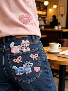 3/6pcs 3D Pattern Embroidered Badge Patches, Heat-Seal Design Patches Suitable For Clothing, Hats, Jackets, DIY Cartoon Cat Embroidered Patches Suitable For Phone Cases, Bags, Clothing Decoration, 1pc/Pack - Multiple Styles - View 2