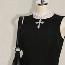 Yunuo Menswear  Vestido mini de verano para mujer de unicolor con cuello redondo y bajo plisado - Blanco - Ver 7