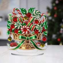 Tranh hoa Giáng sinh bằng acrylic, tác phẩm nghệ thuật độc đáo, trang trí bàn làm việc mang không khí lễ hội cho nhà và văn phòng, món quà hoàn hảo. - 1PC - Xem 3