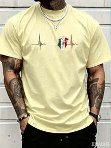 Cotton Graphic Tees100% Cotton Mexico Heart Mexico Flag Heartbeat EKG Pulse Mexican Pride T-Shirt Women's Men Graphic Teesummer Tops - 黃色 - 查看 12