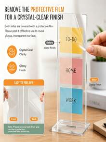 1pc Detachable Transparent Acrylic Memo Board With Memo Message Board Holder, 11.8 Inch Long Computer Screen Memo Clip, Black And Transparent Colors Available, Office Desk Accessory, Suitable For Vertical Sticky Note Display - Multicolor - View 6