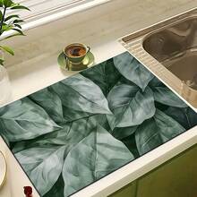 1pc Vintage Botanical Pattern Absorbent Dish Drying Mat, Home Decor, Suitable For Espresso Machine, Sink, Faucet, Bathroom, Kitchen Accessories - Multicolor - View 9